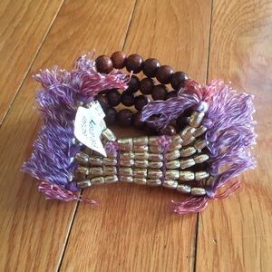 Free People Gold w/ wood &  pink & purple …